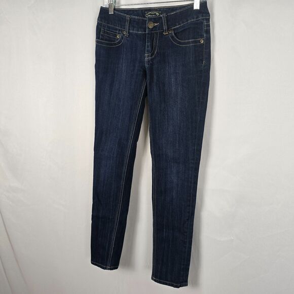 Seven7 Jeans Women's 25 Blue Dark Wash Skinny Embordered S Back Pocket - Picture 14 of 16